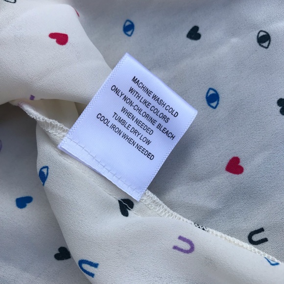 NWT ModCloth Eye Heart U You Pleasant Confidence Tie Neck Blouse Ivory I Love U - Picture 8 of 12